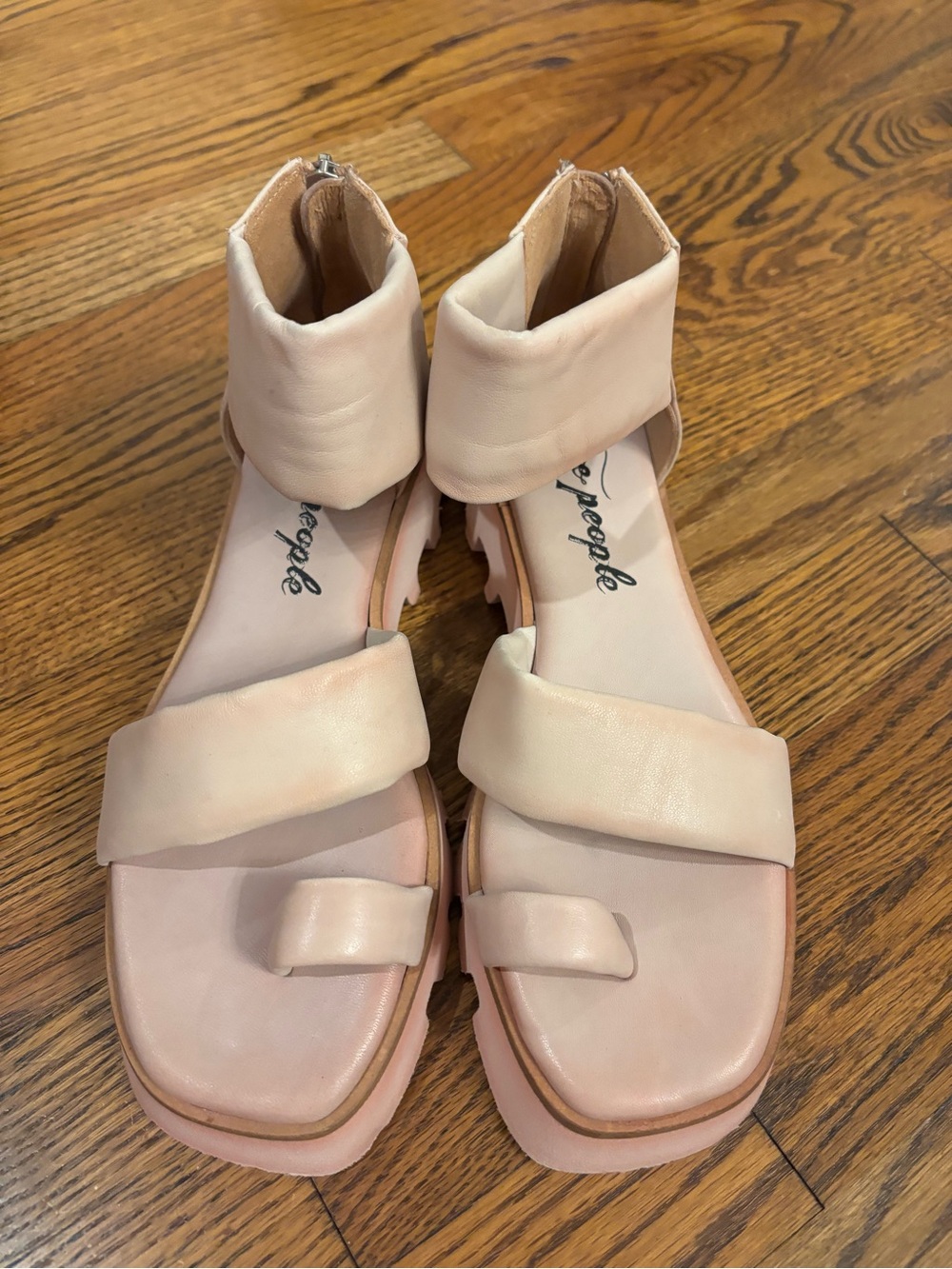 Free People Maddox Blush Pink Padded Ankle-Strap Sandals